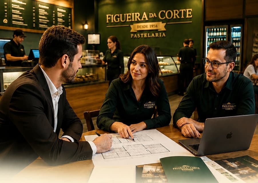 Reunião executiva da Figueira da Corte para planejamento de expansão